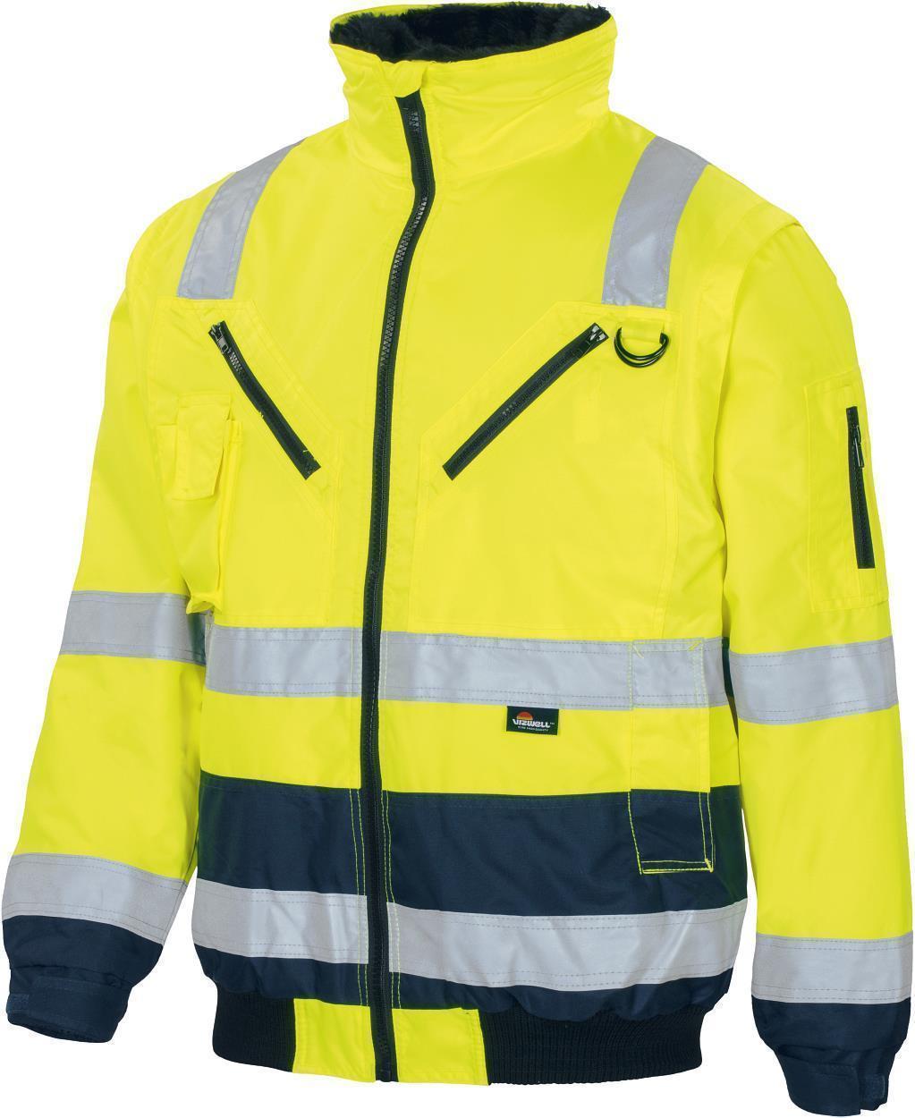 Warnschutz-Kontr.-Pilotenjacke leuchtgelb-marine in Gr. XXL von Vizwell