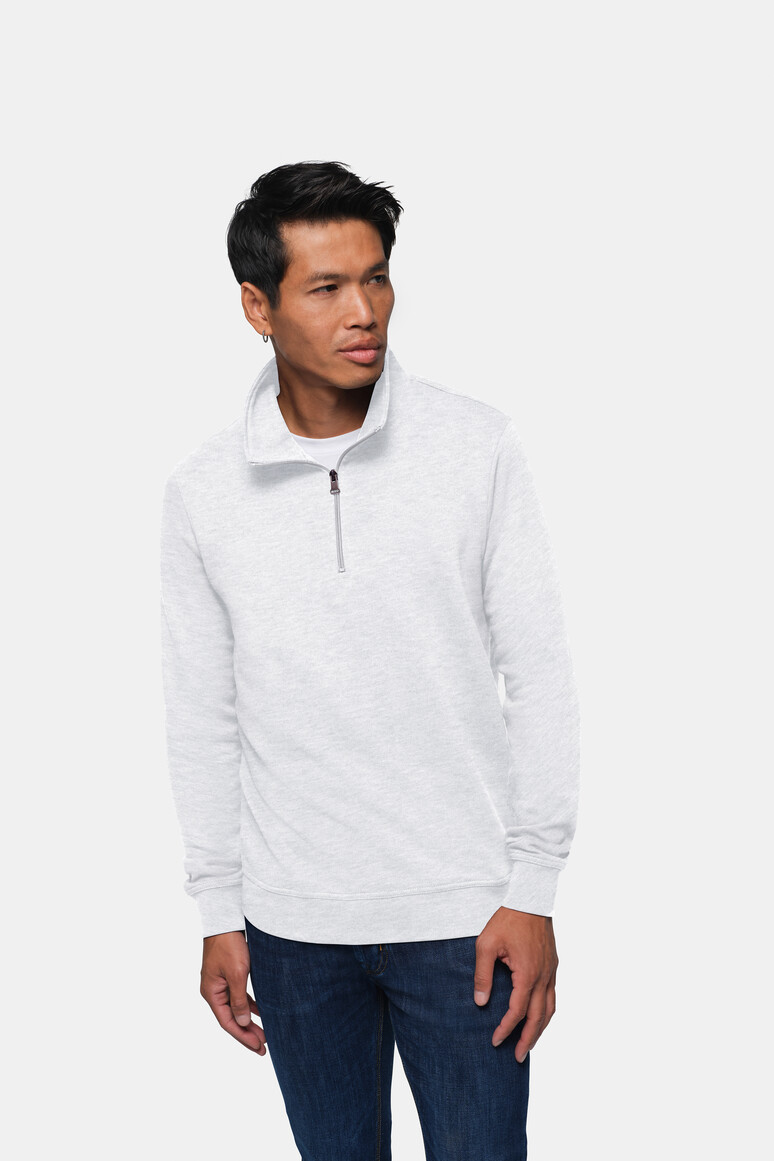 HAKRO 451 Zip-Sweatshirt Premium in Ash meliert, Größe 6XL