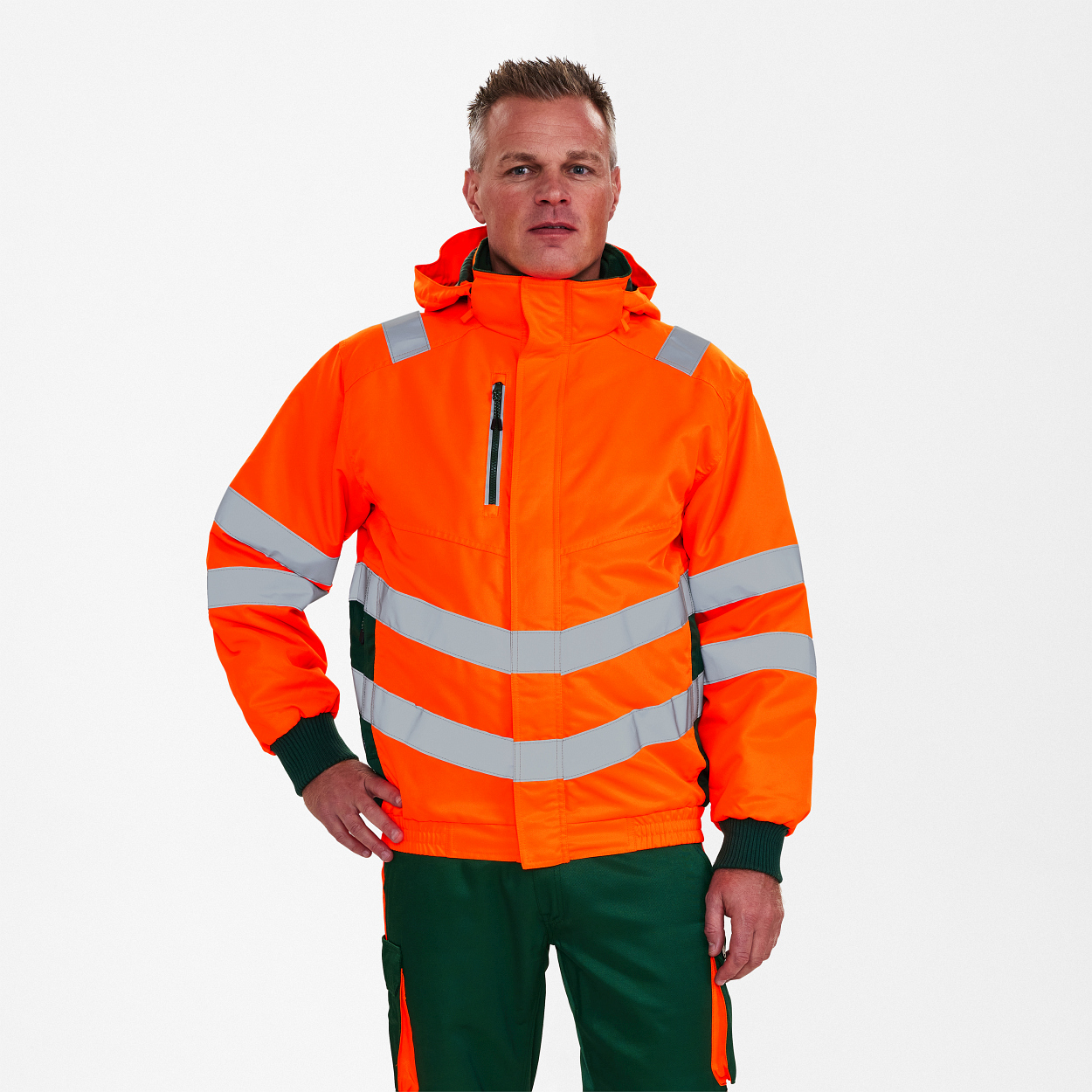 ENGEL Safety Pilotjacke in Orange/Grün, Größe XS