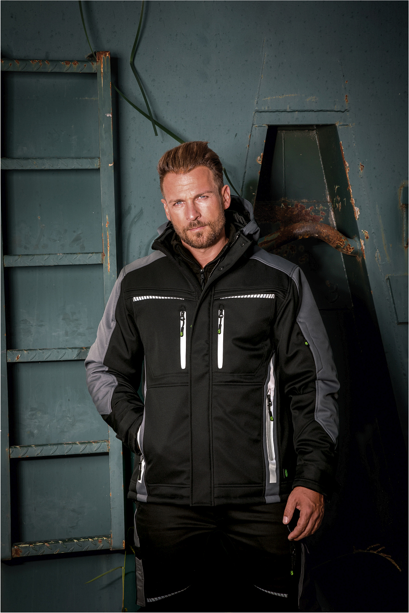 Winter-Softshelljacke Flex Line Schwarz/Grau FLEXI, Gr. 3XL von Leibwächter Bundhose Flex Line in Schwarz-Grau, Gr. 98 von Leibwächter