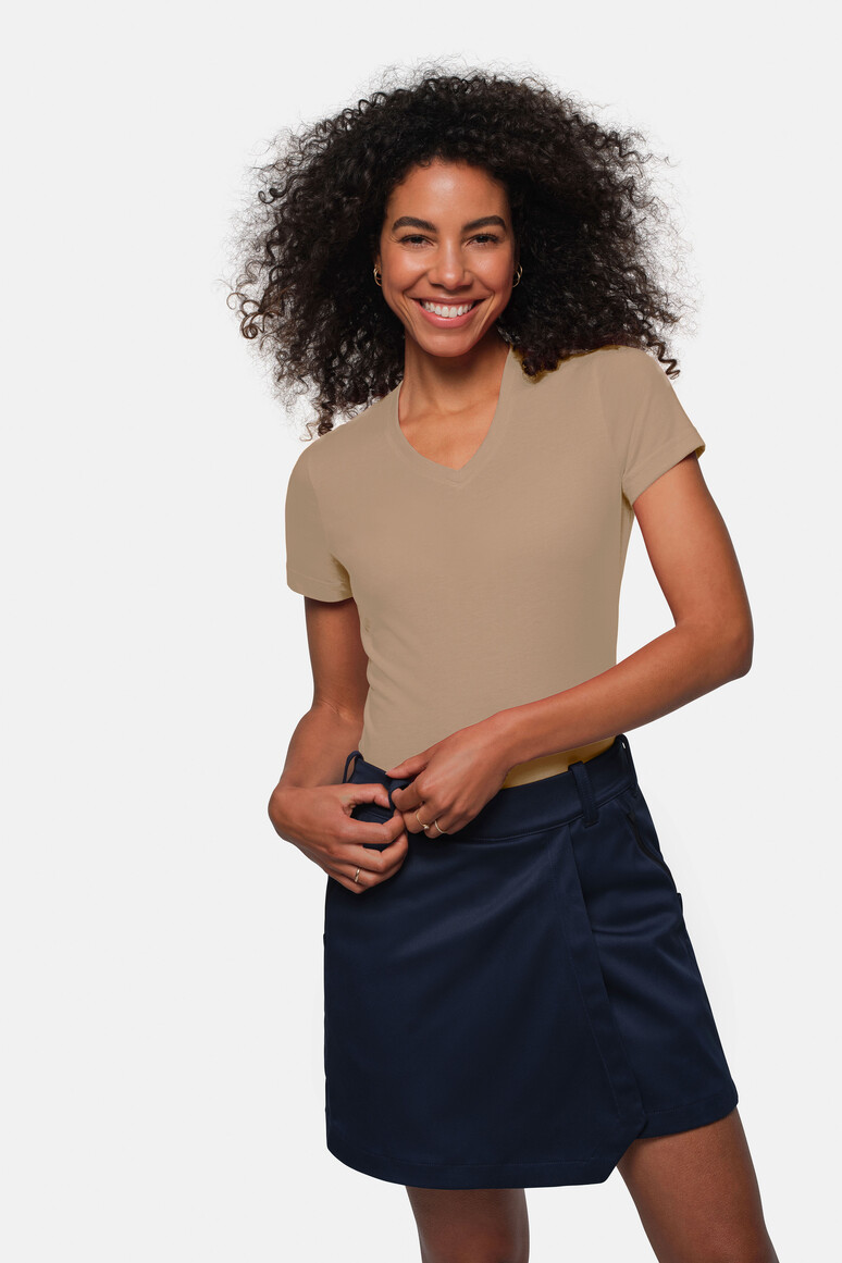 HAKRO 181 Damen V-Shirt MIKRALINAR® in khaki, Größe 6XL