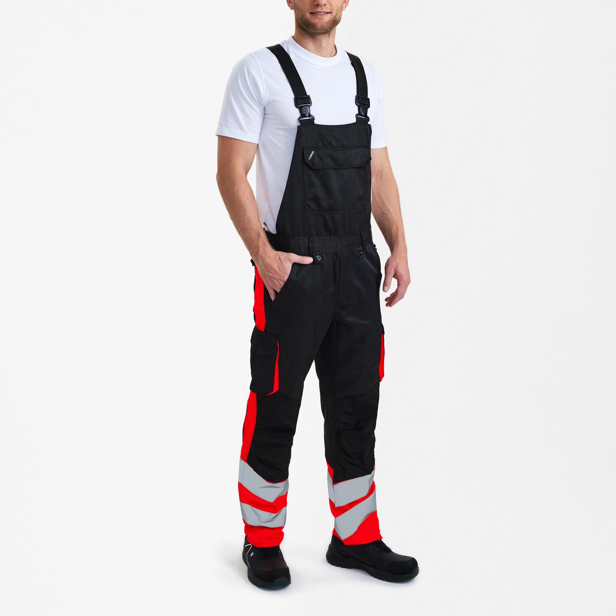 ENGEL Safety Light Latzhose in Schwarz/Rot, Größe 106