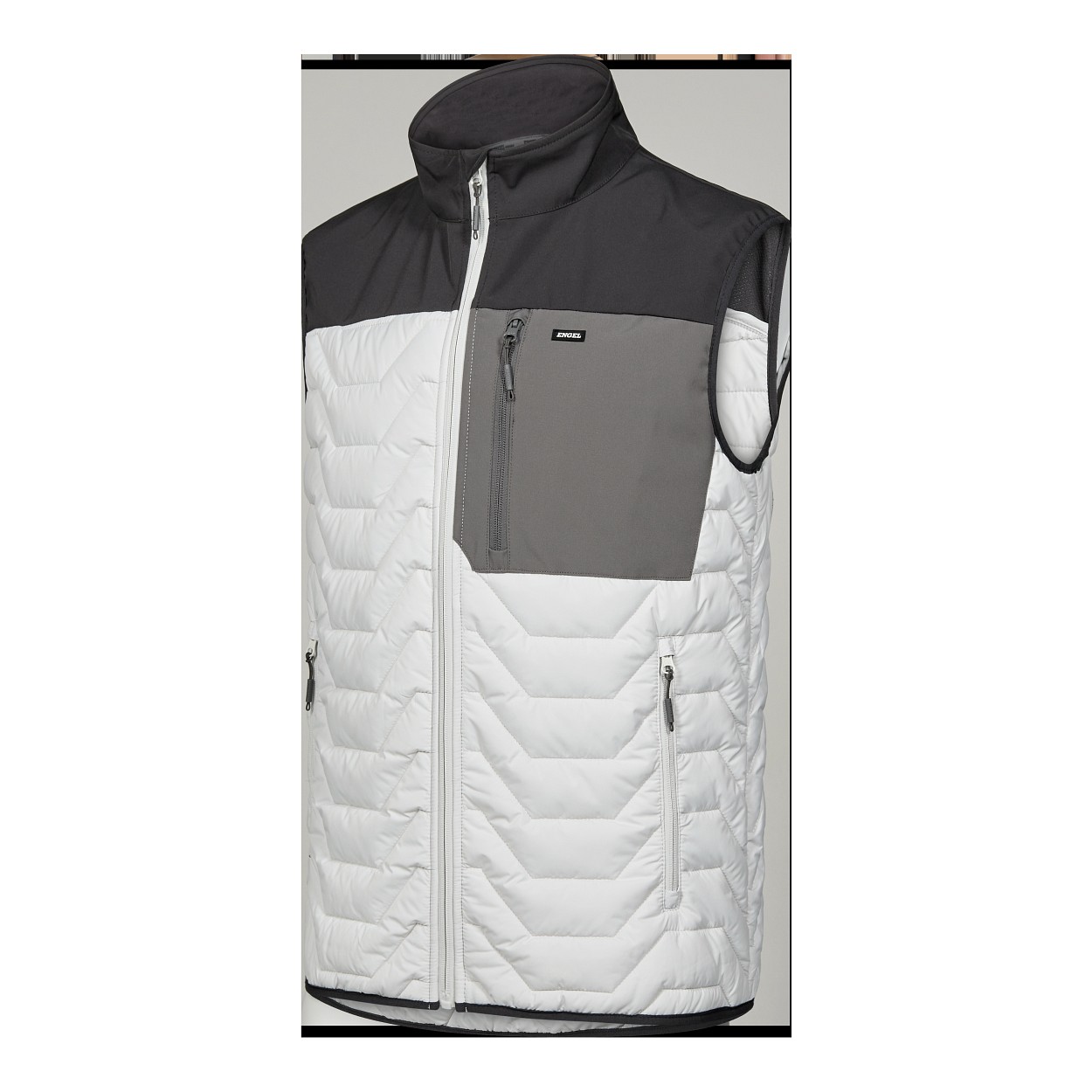 ENGEL Entire Steppweste in Bone White / Anthracite Grey, Größe 2XL