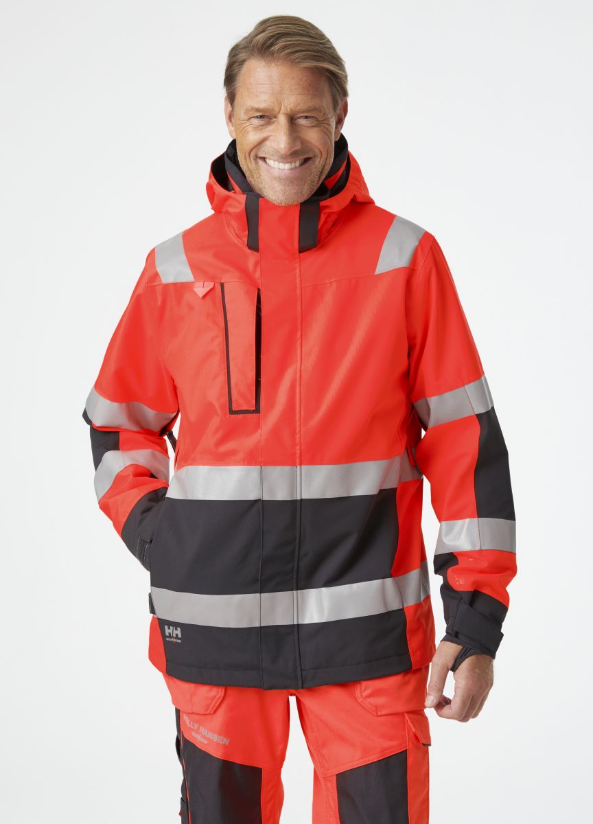 Hi-Vis wasserfeste Shell-Jacke Alna 2.0 in Red, Gr. L von Helly Hansen Workwear