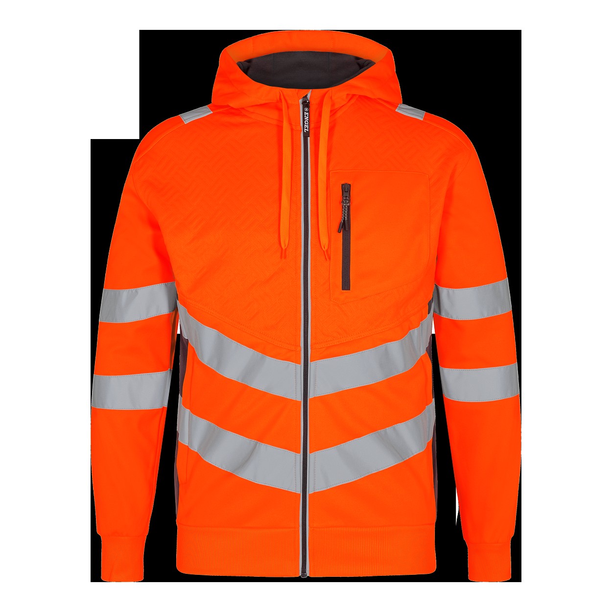 ENGEL Safety Sweatcardigan in Orange/Anthrazit Grau, Größe XS