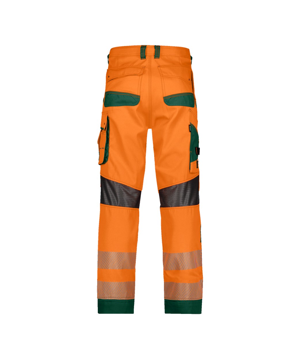 Sommer Warnschutzhose mit Kniepolstertaschen "DASSY® Odessa" in NEONORANGE/FLASCHENGRÜN, Größe 58 - langer Schritt PESCO70