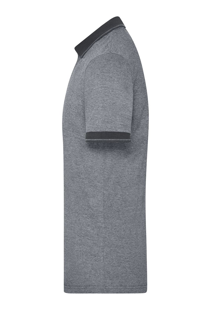 Men's Heather Polo "JN706" in Black-Melange/Black, Größe 3XL - Daiber