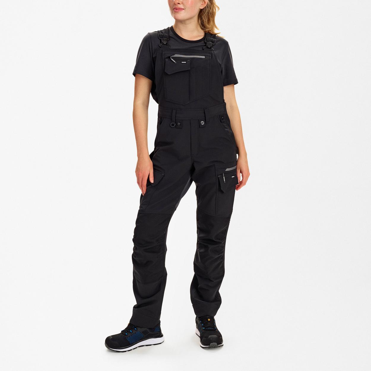 ENGEL Entire Damen Latzhose mit 4-Wege-Stretch in Schwarz/Anthrazit Grau, Größe 48