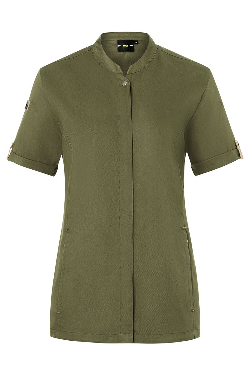 Kurzarm Damenkochjacke Green-Generation Größe 58 in Moosgrün von Karlowsky