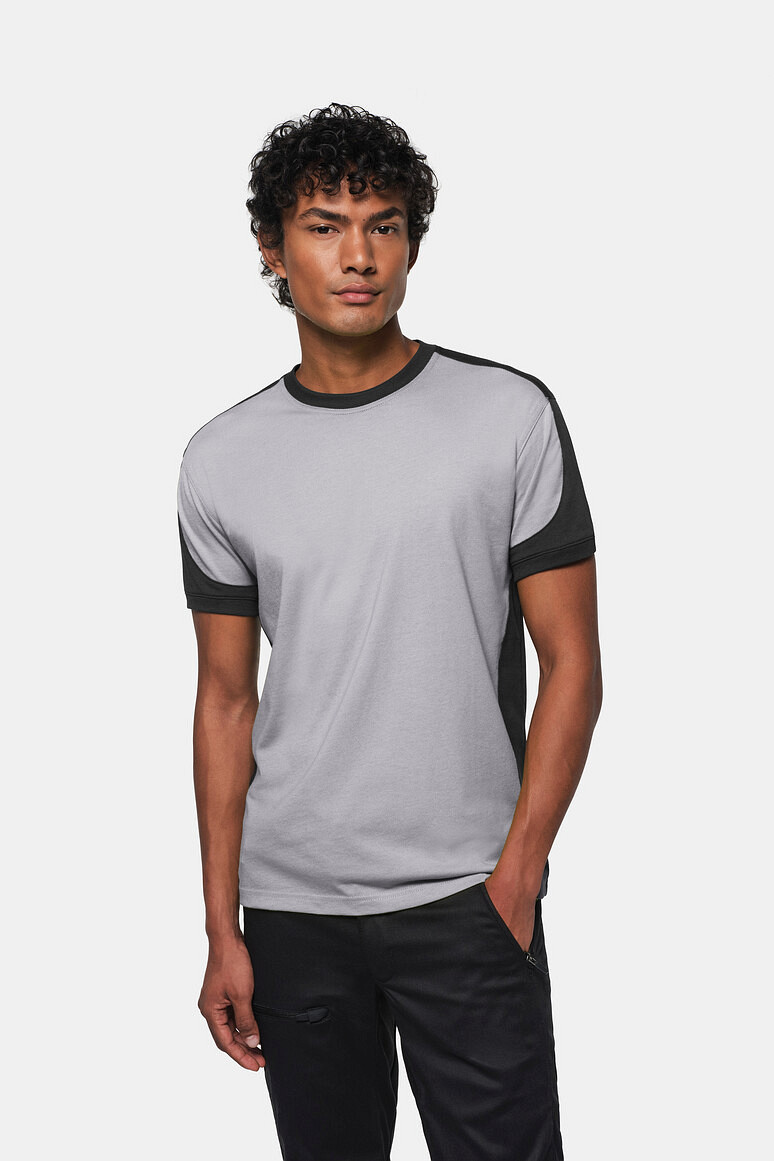 HAKRO 290 T Shirt Contrast MIKRALINAR® in titan/anthrazit, Größe 2XS