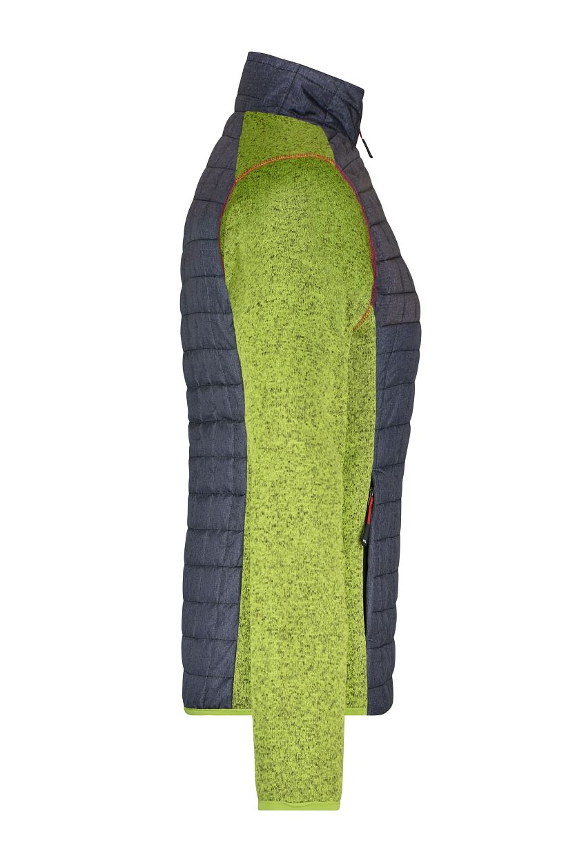 Ladies' Knitted Hybrid Jacket "JN741" in Kiwi-Melange/Anthracite-Melange, Größe 2XL - Daiber