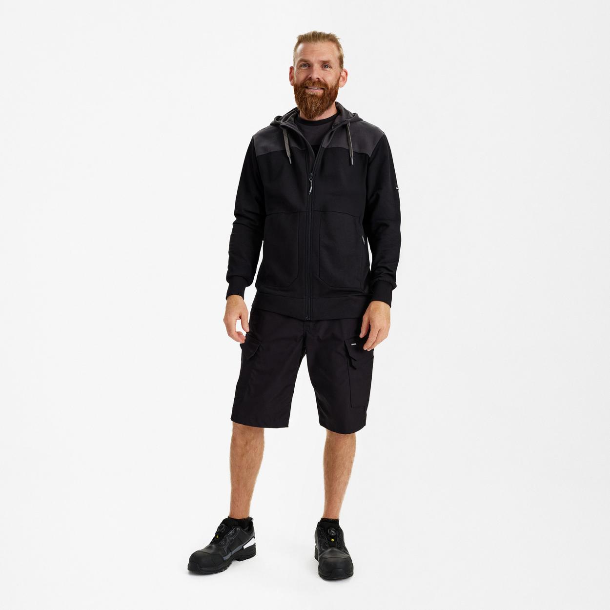 ENGEL Entire sweatcardigan mit kapuze in Schwarz/Anthrazit Grau, Größe XS