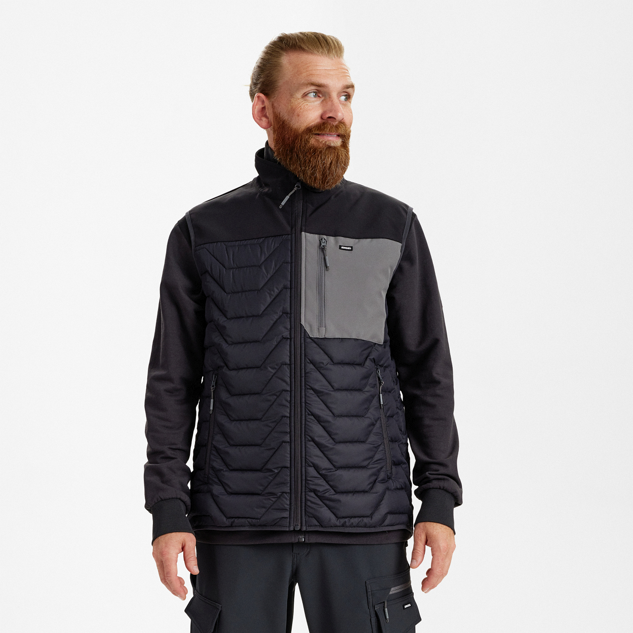 ENGEL Entire Steppweste in Anthrazitgrau/Schwarz, Größe XS