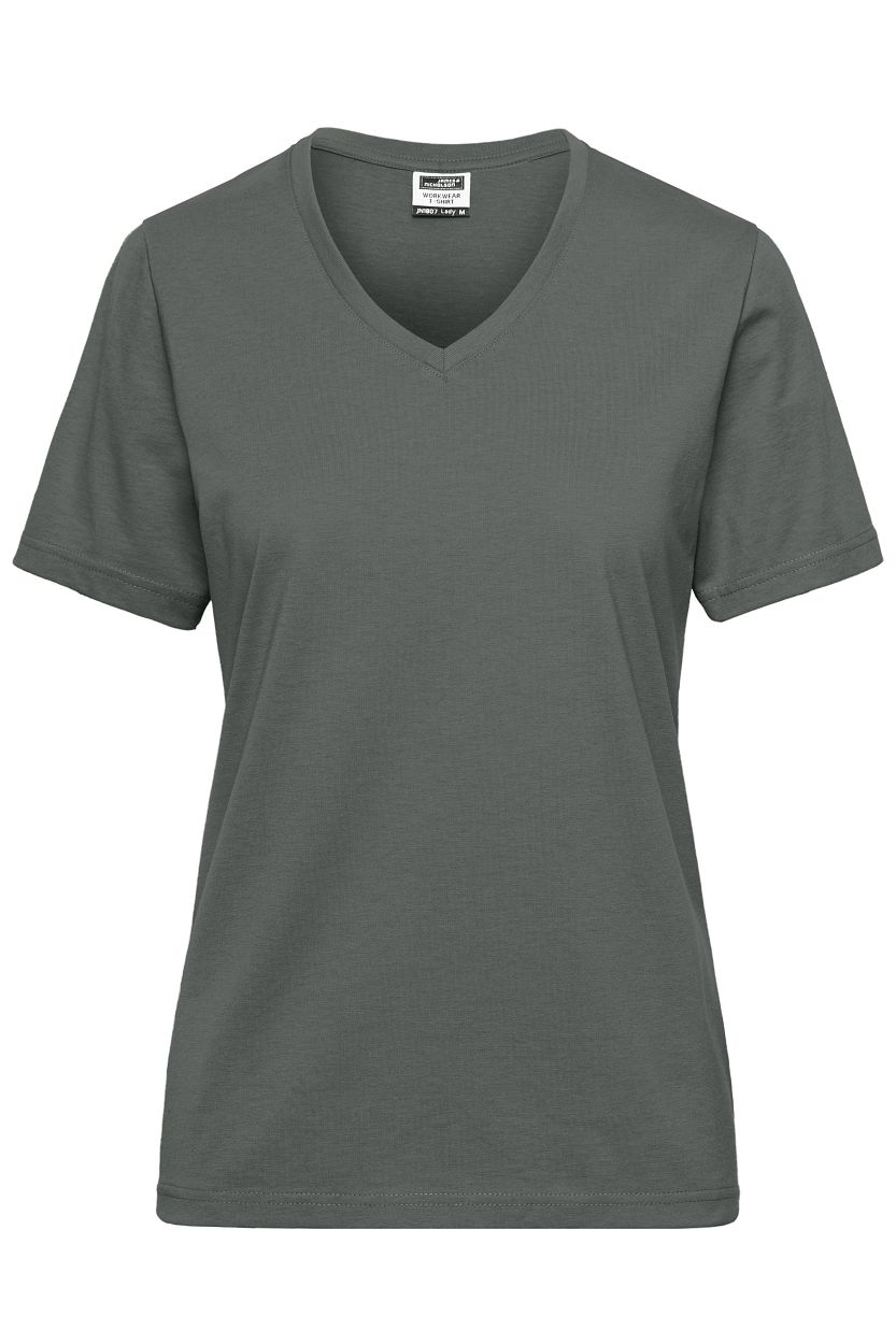 Ladies' ORGANIC Workwear T-Shirt OCS Blended "JN1807" in Dark-Grey, Größe 4XL - Daiber