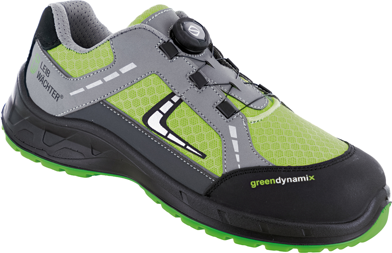 Halbschuh L1295 Basel in Grau/Schwarz/Grün, Gr. 47 von Leibwächter