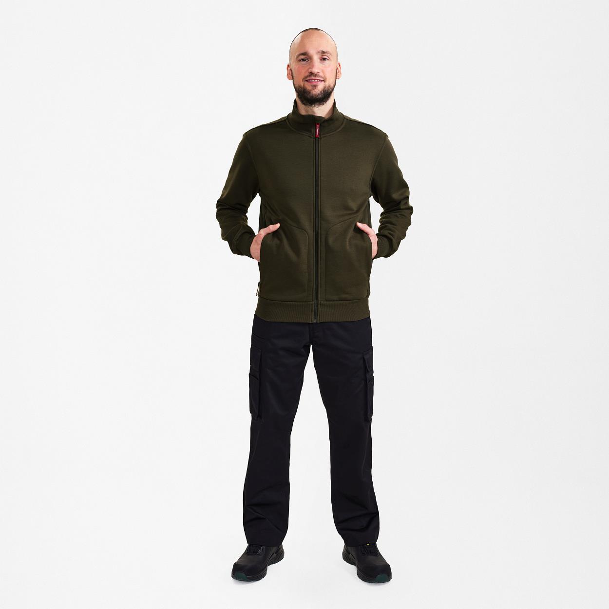 ENGEL Extend Sweat-Jacke mit hohem Kragen in Forest Green, Größe M
