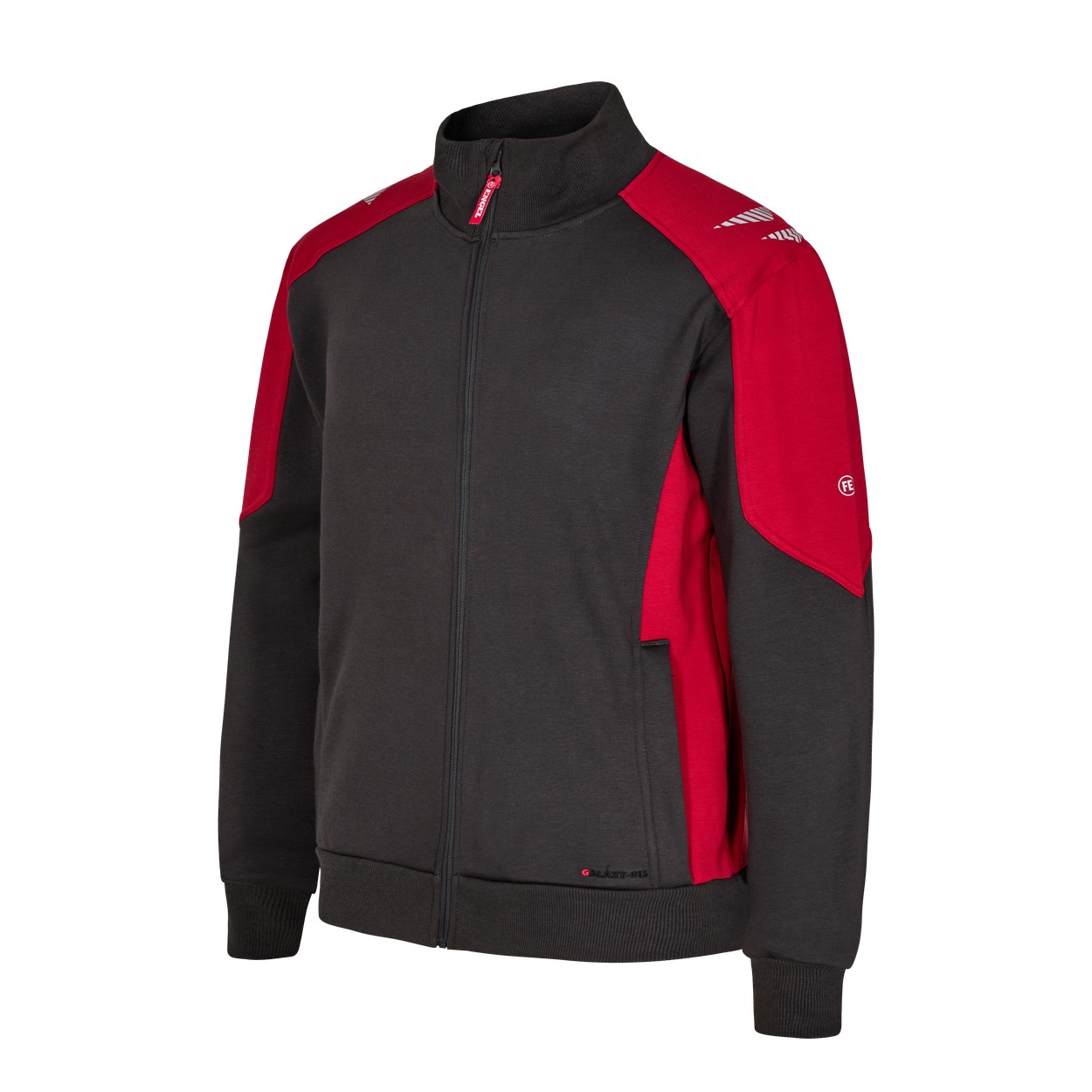 ENGEL Galaxy Sweatcardigan mit Kragen in Anthrazit Grau/Tomato Red, Größe XS