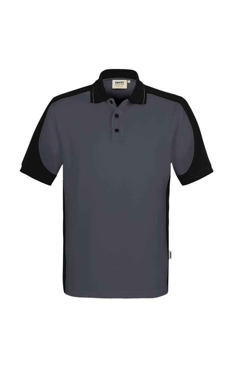 HAKRO 539 Poloshirt Contrast MIKRALINAR® ECO in Karbongrau/Schwarz, Größe 6XL