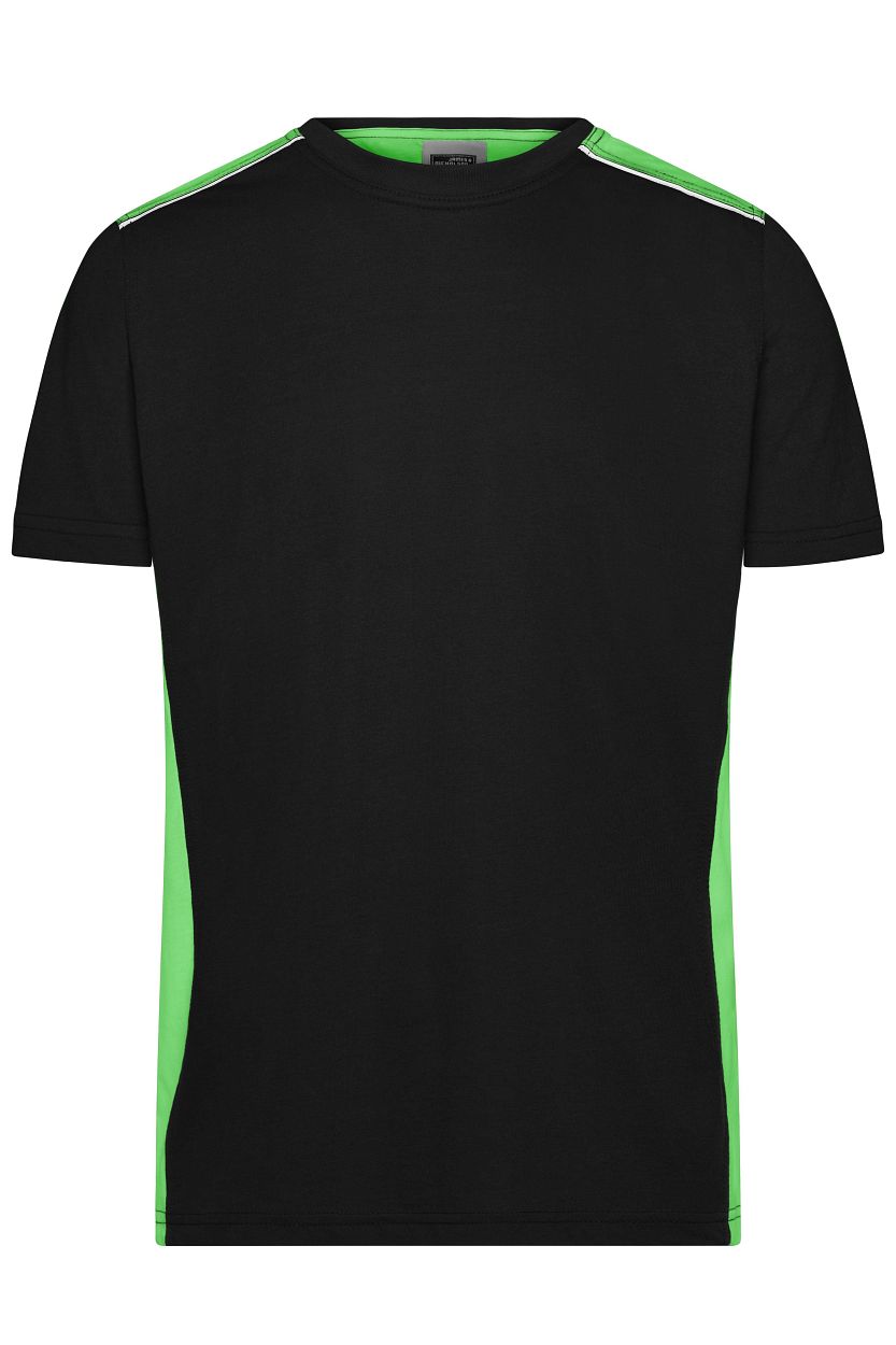 Men's Workwear T-Shirt - COLOR - "JN860" in Black/Lime-Green, Größe 6XL - Daiber
