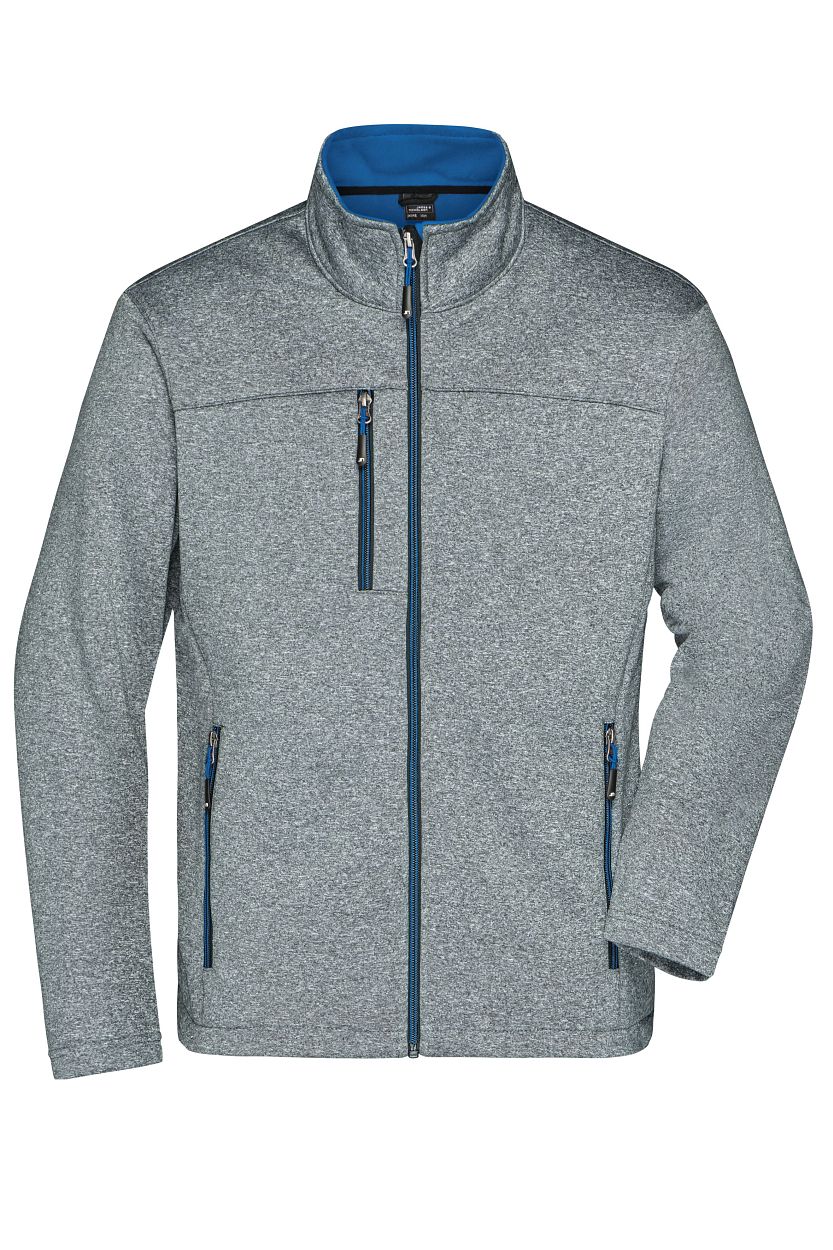 Men's Softshell Jacket "JN1148" in Dark-Melange/Royal, Größe 3XL - Daiber