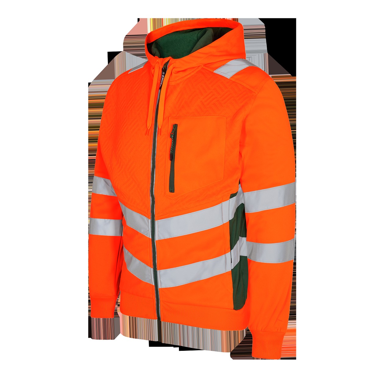 ENGEL Safety Sweatcardigan in Orange/Grün, Größe XS