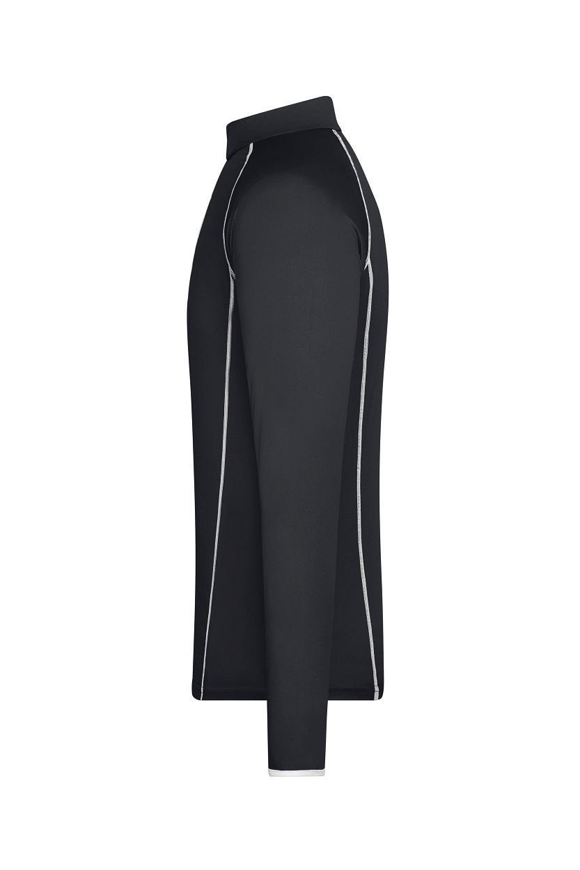 Men's Sports Shirt Long-Sleeved "JN498" in Black/White, Größe 2XL - Daiber