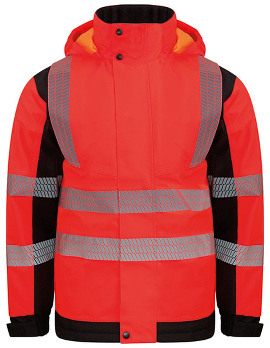 Korntex® Hi-Vis Softshell Rain Jacket "Copenhagen" in Signal Red, Größe XL