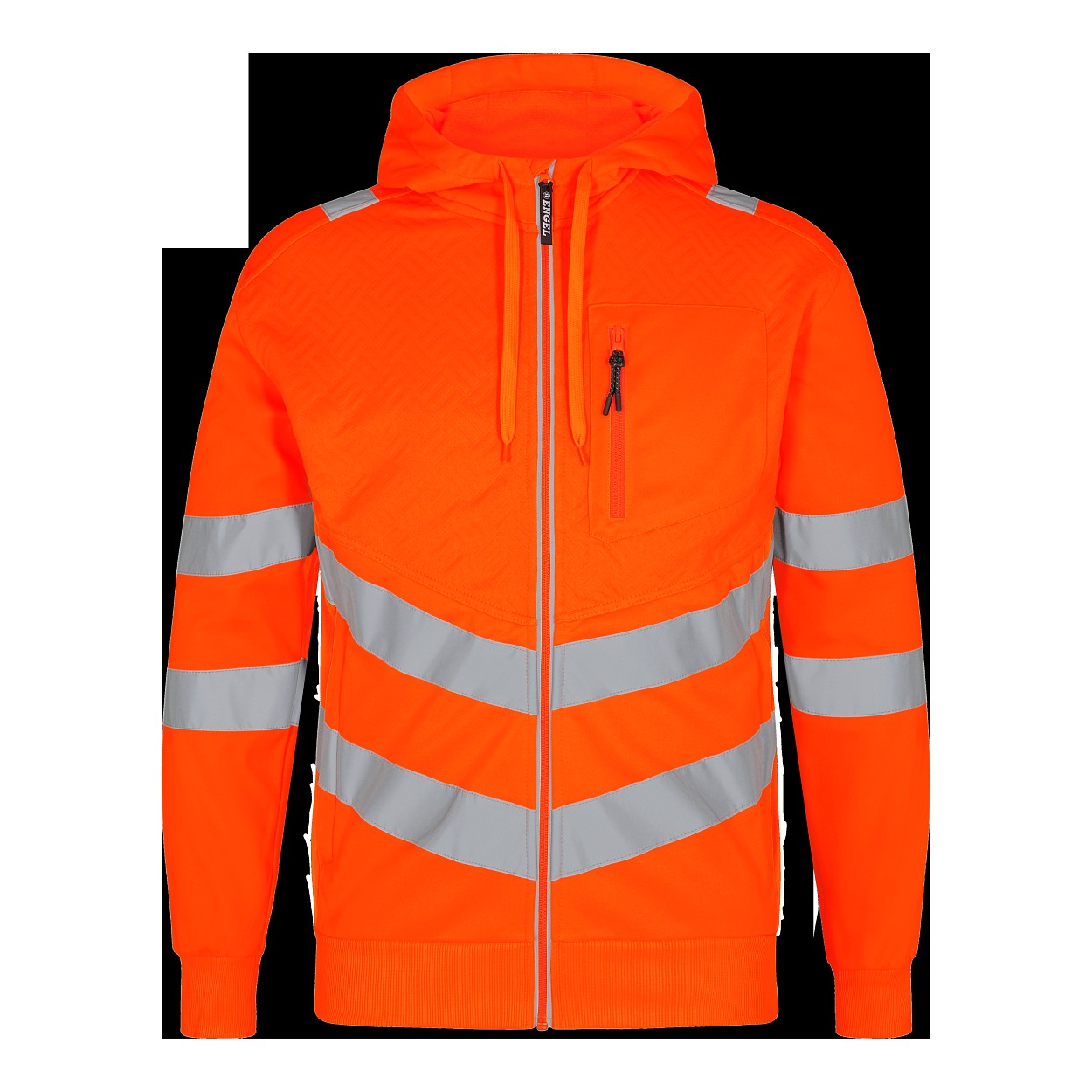 ENGEL Safety Sweatcardigan in Hi-vis Orange, Größe XS