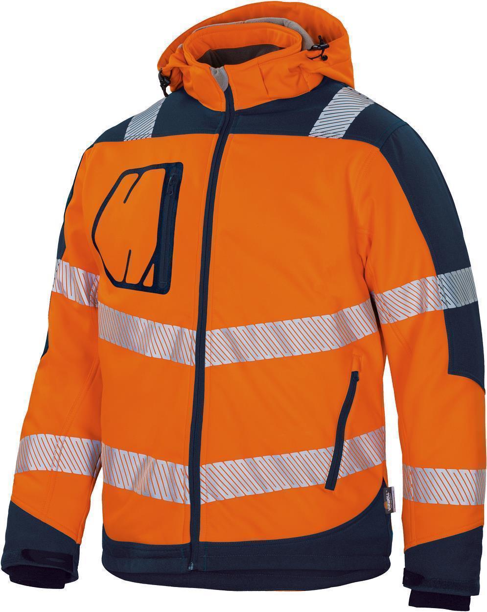 Winter-Kontrast-Softshelljacke leuchtorange-marine in Gr. XXL von Vizwell