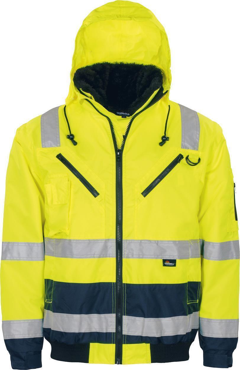 Warnschutz-Kontr.-Pilotenjacke leuchtgelb-marine in Gr. XXL von Vizwell
