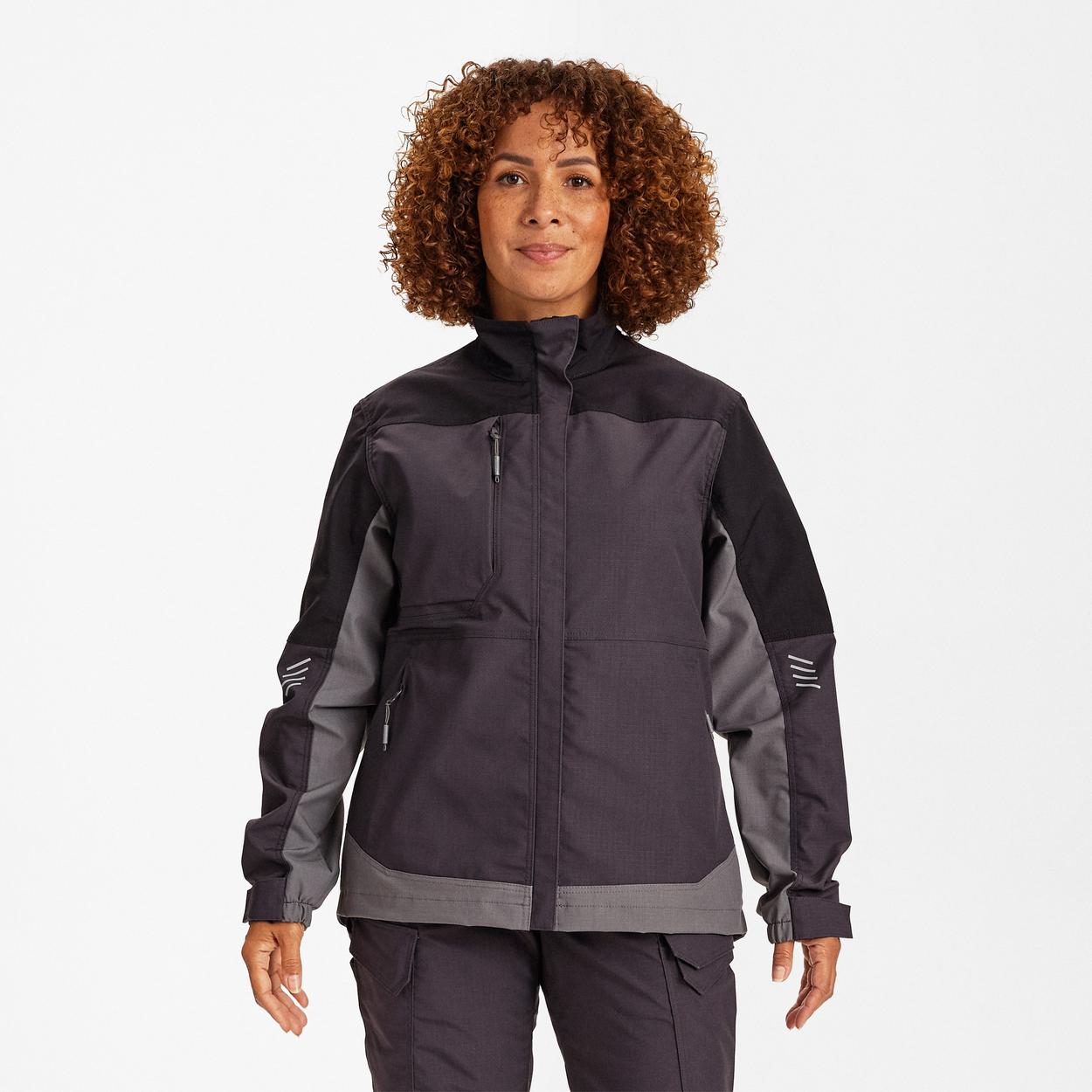 ENGEL Entire Damen Arbeitsjacke mit 2-Wege-Stretch in Anthrazitgrau/Schwarz, Größe XS