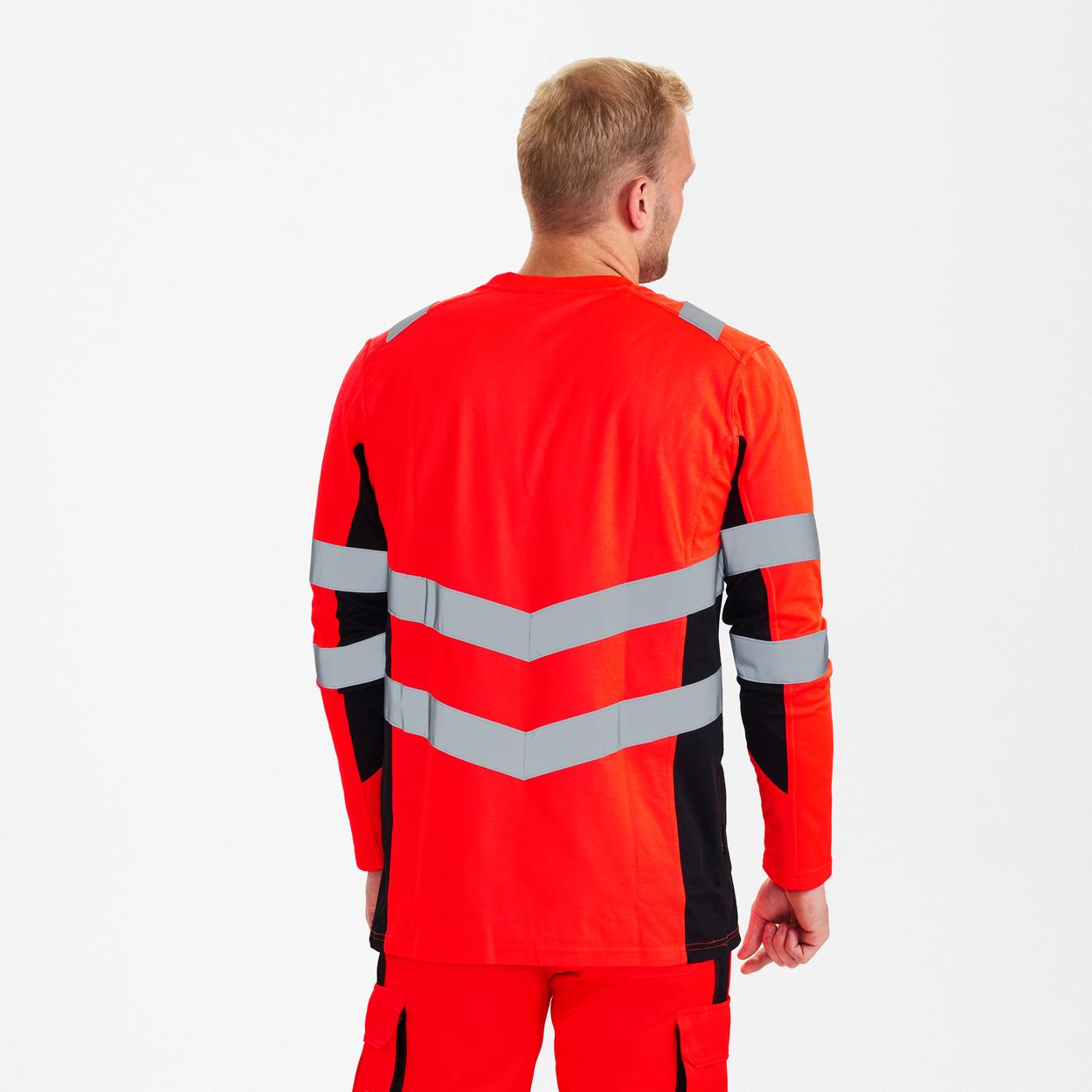 ENGEL Safety Langarm-Shirt in Rot/Schwarz, Größe XS
