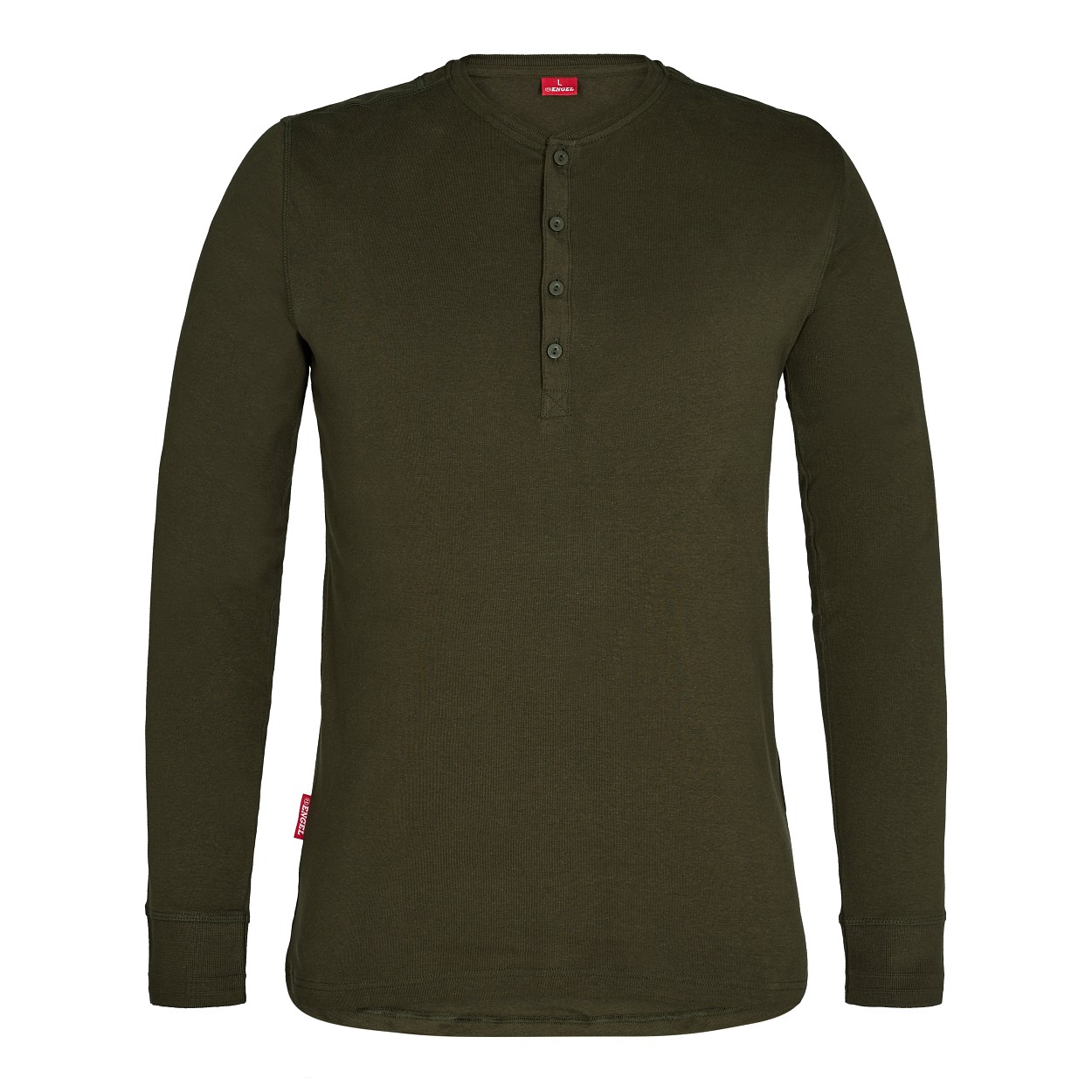 ENGEL Extend Grandad langarm-Shirt in Forest Green, Größe XS