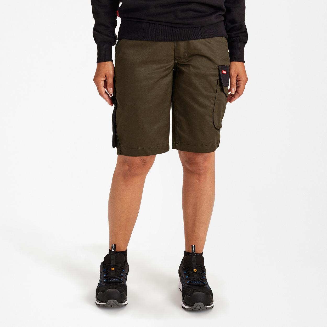 ENGEL Galaxy Damen Arbeitsshorts mit 2-Wege-Stretch in Forest Green/Schwarz, Größe 48