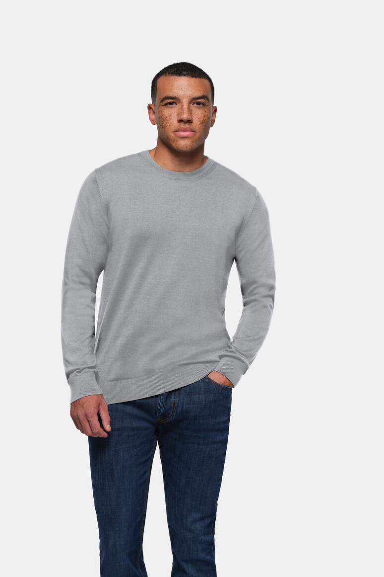 HAKRO 145 Pullover Premium-Baumwolle in Grau meliert, Größe 3XL