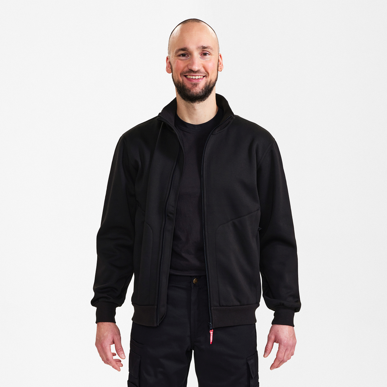 ENGEL Extend Sweat-Jacke mit hohem Kragen in Schwarz, Größe XS