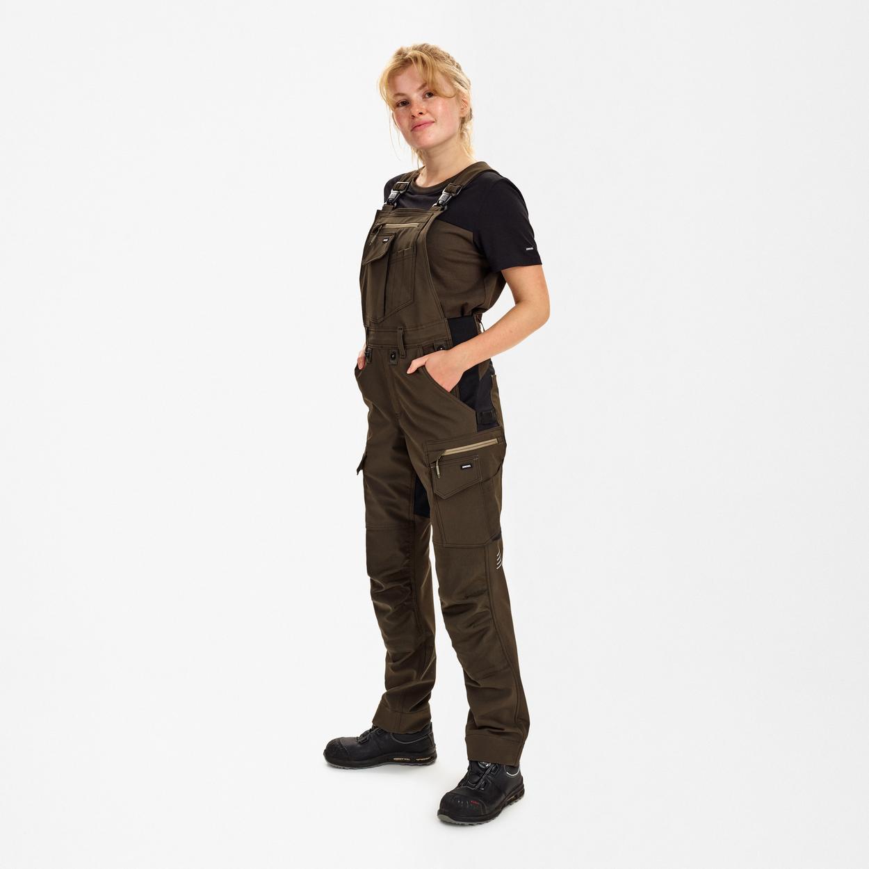ENGEL Entire Damen Latzhose mit 4-Wege-Stretch in Forest Green/Schwarz, Größe 48