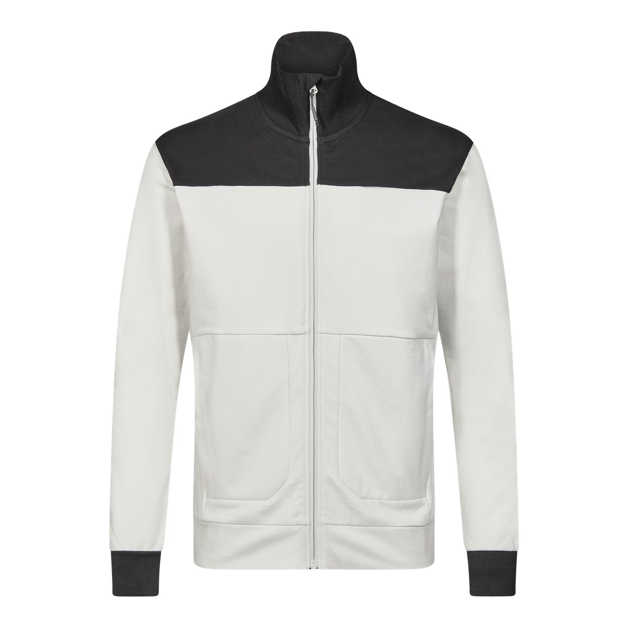 ENGEL Entire Sweatcardigan mit Kragen in Bone White / Anthracite Grey, Größe XS