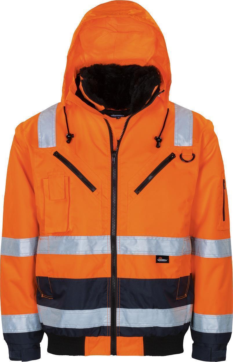 Warnschutz-Kontr.-Pilotenjacke leuchtorange-marine in Gr. XXL von Vizwell