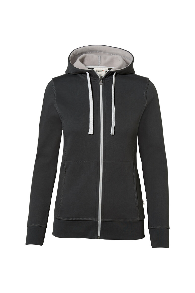 HAKRO 255 Damen Kapuzenjacke Bonded ECO in anthrazit/silber, Größe 3XL