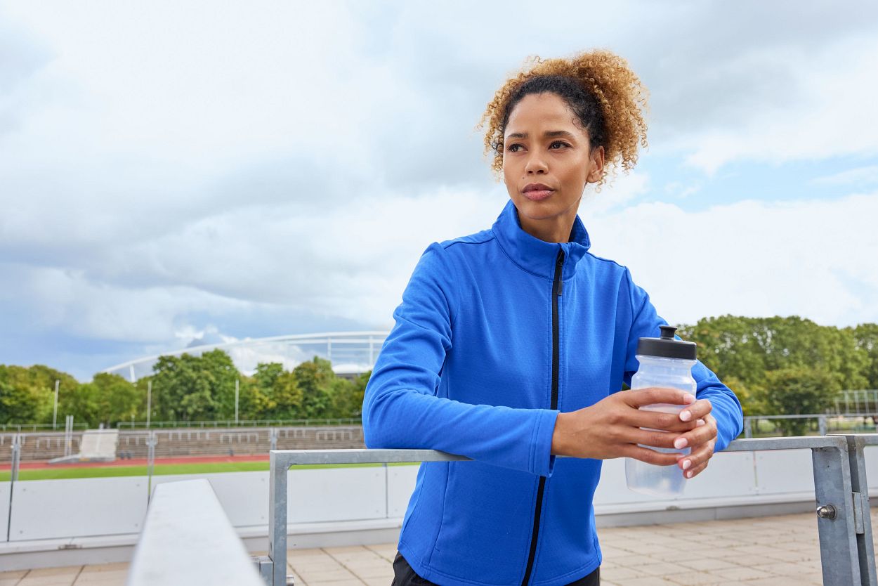 Ladies' Sports Structured Fleece Jacket GRS "JN1387" in Spicy-Orange, Größe 2XL - Daiber