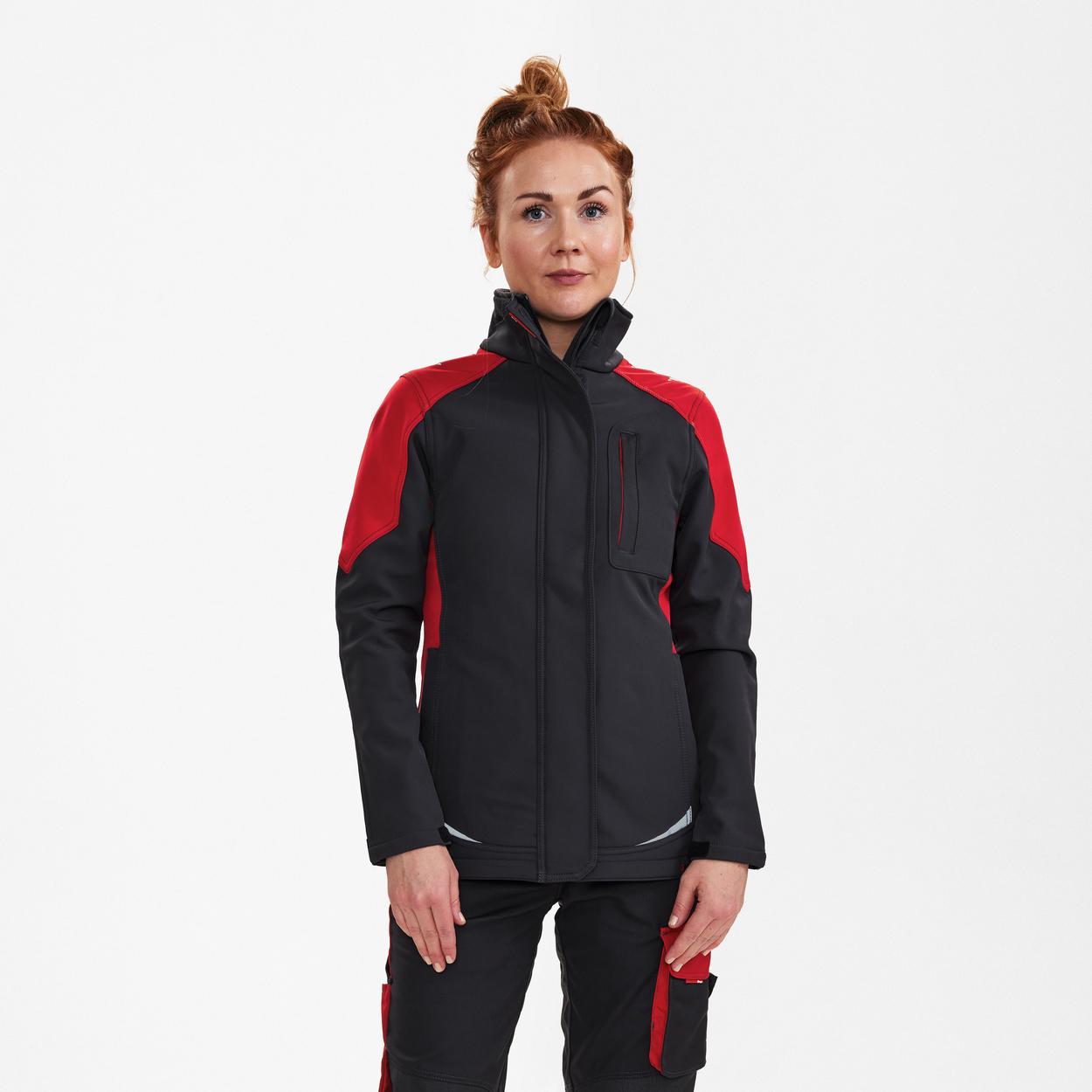 ENGEL Galaxy Damen Softshelljacke in Anthrazit Grau/Tomato Red, Größe XS