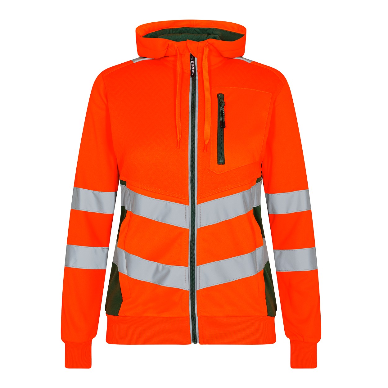 ENGEL Safety Damen Sweatcardigan in Orange/Grün, Größe XS