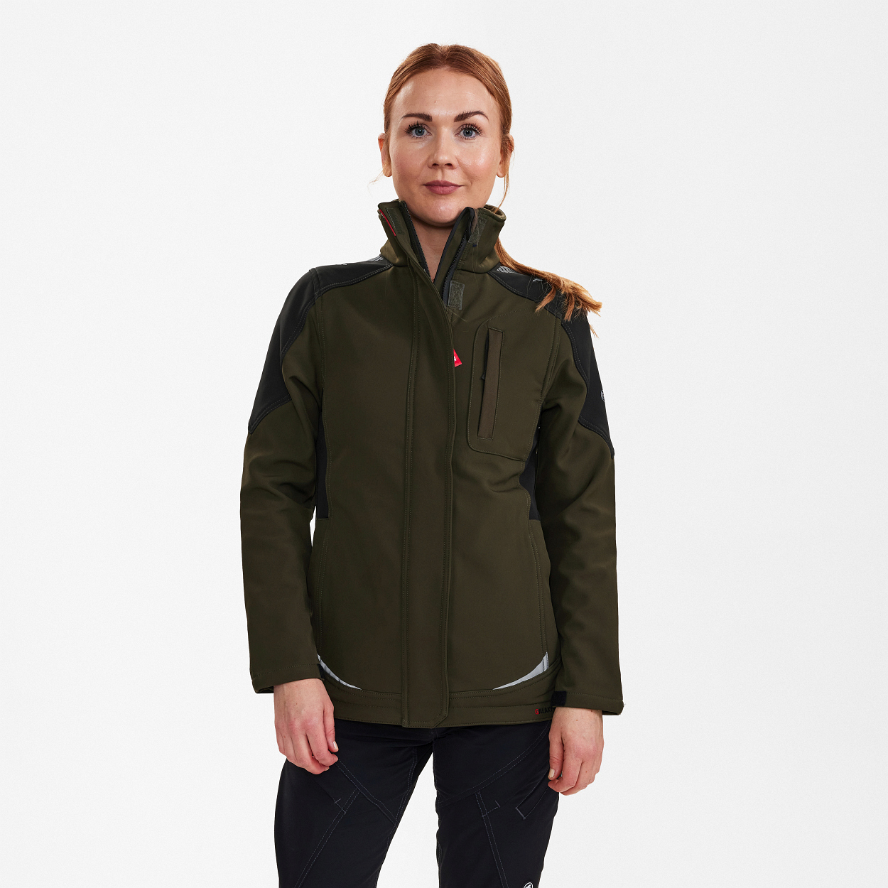 ENGEL Galaxy Damen Softshelljacke in Forest Green/Schwarz, Größe XS