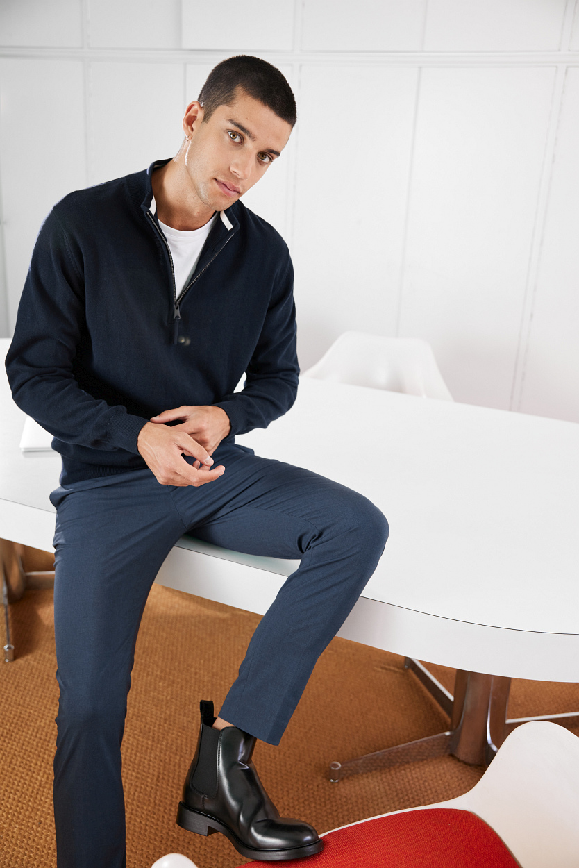 Men's Half-Zip Troyer "JN1324" in Navy, Größe 3XL - Daiber