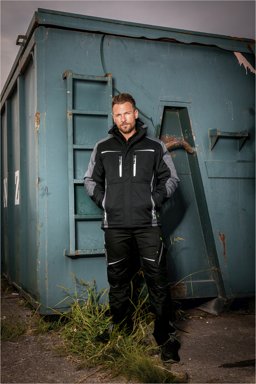 Winter-Softshelljacke Flex Line Schwarz/Grau FLEXI, Gr. 3XL von Leibwächter Bundhose Flex Line in Schwarz-Grau, Gr. 98 von Leibwächter