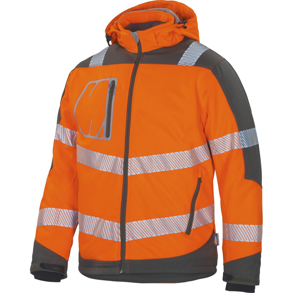 Winter-Kontrast-Softshelljacke leuchtorange-grau von Vizwell