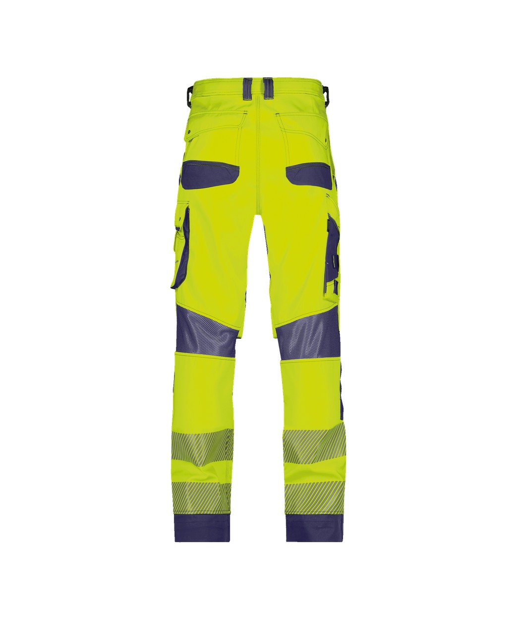 Sommer Warnschutzhose mit Kniepolstertaschen "DASSY® Odessa" in NEONGELB/DUNKELBLAU, Größe 58 - langer Schritt PESCO70