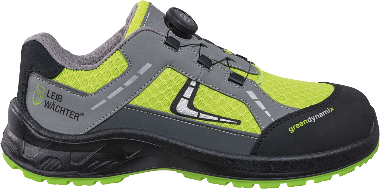 Halbschuh L1295 Basel in Grau/Schwarz/Grün, Gr. 47 von Leibwächter