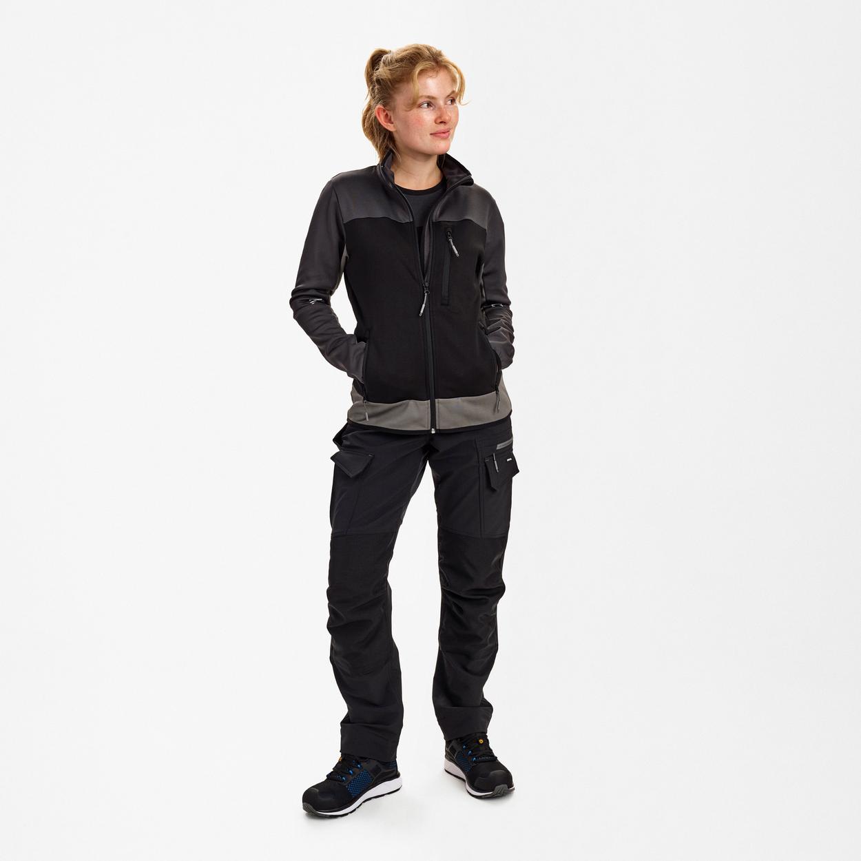 ENGEL Entire Damen Midlayer-Cardigan in Schwarz/Anthrazit Grau, Größe XS